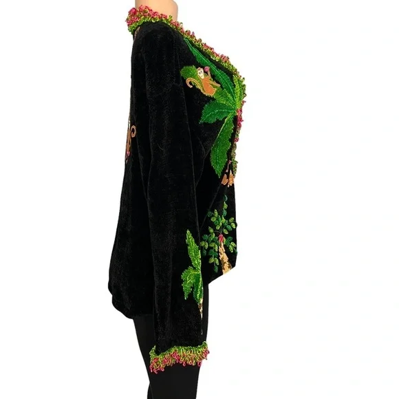 That Sweater Vintage Pink Monkey Chenille Art-to-Wear Fun Funky Sweater - Picture 5 of 10